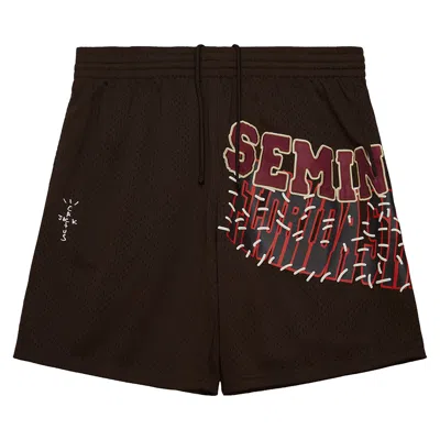 Pre-owned Cactus Jack By Travis Scott X Mitchell & Ness Florida State University Shorts 'brown' | Men's Size X