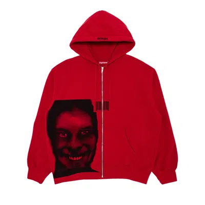 Pre-owned Supreme X Aphex Twin Zip Up Hooded Sweatshirt 'red' | Men's Size L