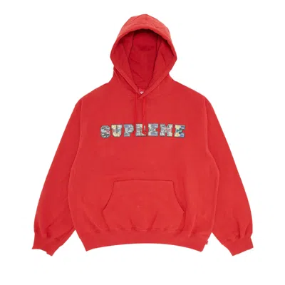Pre-owned Supreme Collegiate Patchwork Leather Hooded Sweatshirt 'burnt Red' | Men's Size S