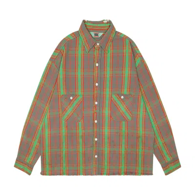 Pre-owned Saint Michael Denim Tears Flannel Shirt 'green/red' | Men's Size L