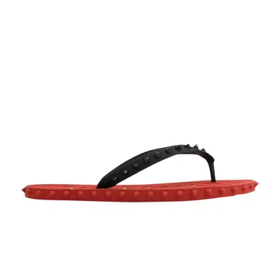 Pre-owned Christian Louboutin Super Loubi Flip Flop 'black Red' | Men's Size 46