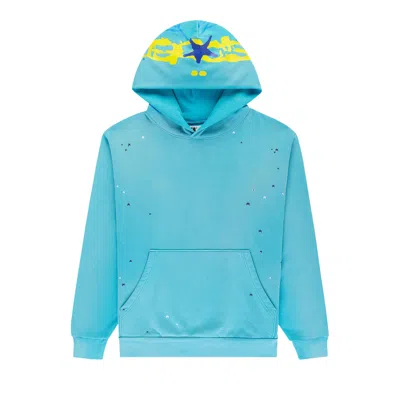 Pre-owned Sp5der Heavy Web Hoodie 'cyan' | Blue | Men's Size M