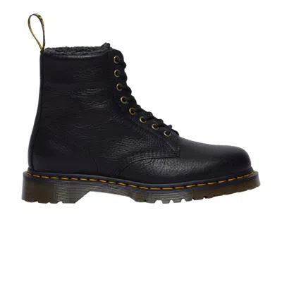 Pre-owned Dr. Martens 1460 Faux Fur Lined Grizzly Leather Lace Up Boot 'black' | Men's Size 4