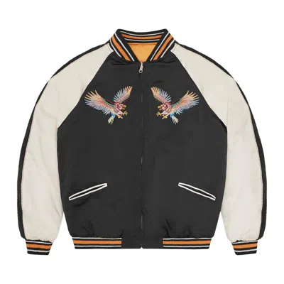 Pre-owned Corteiz Satin Souvenir Reversible Jacket 'black/yellow' | Men's Size M