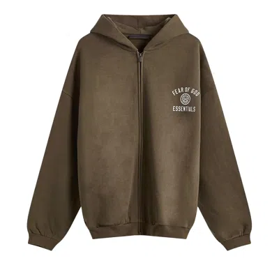 Pre-owned Essentials Fear Of God  Fleece Full Zip Hoodie 'brown' | Men's Size Xl