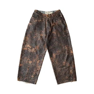 Pre-owned Acne Studios 2023 Distressed Monogram Super Baggy Fit Jeans 'brown' | Men's Size 34