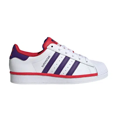 Pre-owned Adidas Originals Adidas Superstar J 'white Collegiate Purple Scarlet' | Kid's Size 3.5