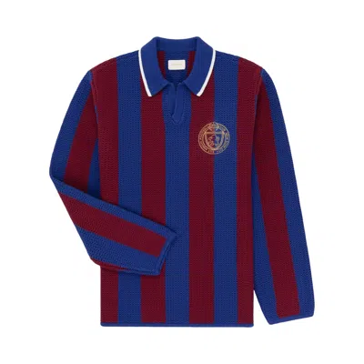 Pre-owned Aimé Leon Dore Long-sleeve Knit Soccer Jersey 'merlot/royal' | Multi-color | Men's Size L