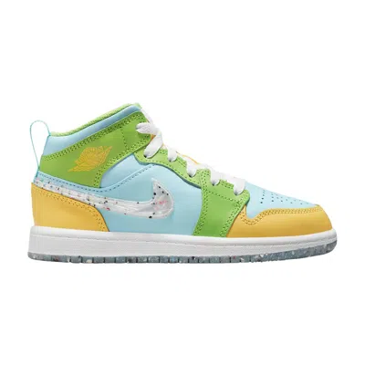 Pre-owned Air Jordan 1 Mid Se Ps 'recycled Grind' | Blue | Kid's Size 12