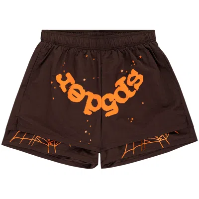 Pre-owned Sp5der Og Web Double Layer Short 'brown' | Men's Size Xl