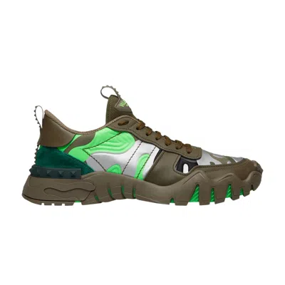 Pre-owned Valentino Garavani Valentino Valentino Rockrunner Plus 'military Neon Green Camo' | Men's Size 45