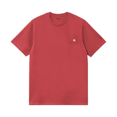 Pre-owned Carhartt Wip American Script T-shirt 'tuscany' | Red | Men's Size S