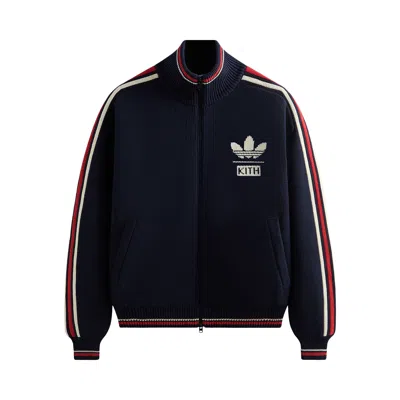 Pre-owned Kith For Adidas Football Knit Full Zip Jacket  'legend Ink' | Blue | Men's Size Xxl