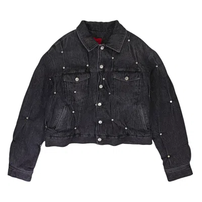 Pre-owned Kusikohc Padded Multi Rivet Denim Jacket 'black' | Men's Size L