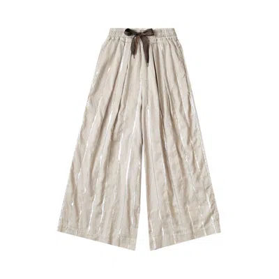 Pre-owned Kapital Linen Glitter Phillies Stripe Rude Baggy Pants 'ecru' | White | Men's Size 2