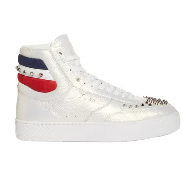 Pre-owned Christian Louboutin Top Rui Spikes 'version Champagne' | White | Men's Size 41