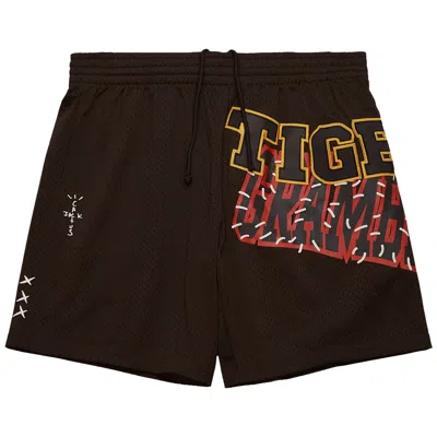 Pre-owned Cactus Jack By Travis Scott X Mitchell & Ness Grambling State University Shorts 'brown' | Men's Size