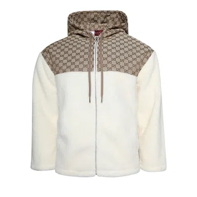 Pre-owned Gucci Intarsia Wool Fleece Zip Jacket 'white/camel' | Women's Size Xs
