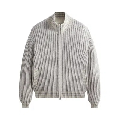Pre-owned Kith Wyona Open Knit Full Zip Sweater 'light Heather Grey' | Men's Size M