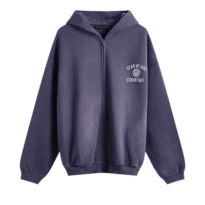 Pre-owned Essentials Fear Of God  Heavy Fleece Full Zip Hoodie 'marine Blue' | Men's Size L