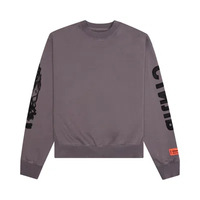 Pre-owned Heron Preston Flaming Skull Crewneck 'grey/black' | Men's Size M In Gray