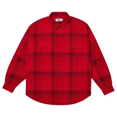 Pre-owned Palace Brushed Flannel Drop Shoulder Shirt 'red' | Men's Size L