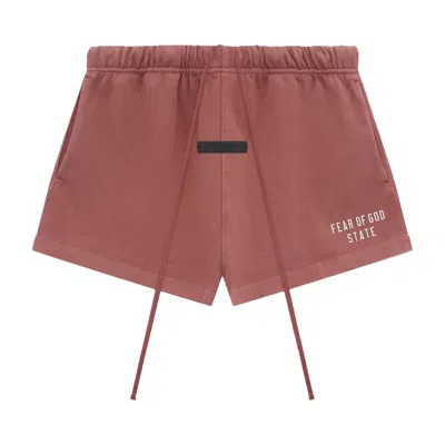 Pre-owned Essentials Fear Of God  Heavy Jersey Soccer Short 'crimson' | Red | Men's Size M