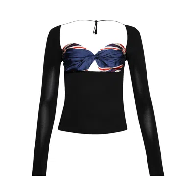 Pre-owned Marine Serre Regenerated Silk Scarf Draped Top 'multicolor' | Multi-color | Women's Size M