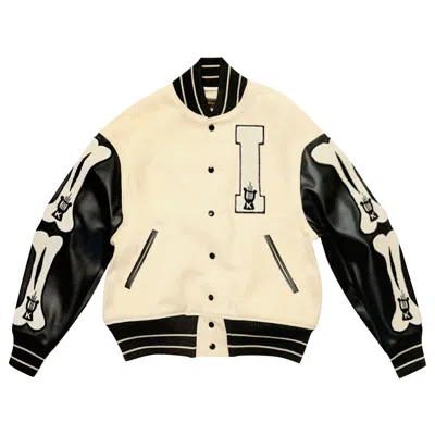 Pre-owned Kapital 40's Wool I-five Varsity Jacket 'kinari' | Cream | Men's Size 3 In White