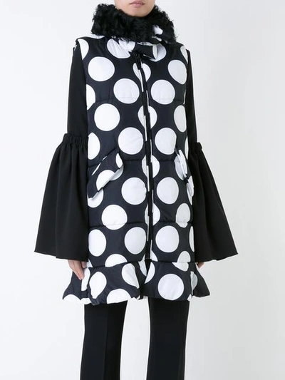 Shop Msgm Dotted Long Waistcoat In Black