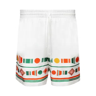 Pre-owned Casablanca Silk Shorts With Drawstring 'playful Eagle' | White | Men's Size Xxl
