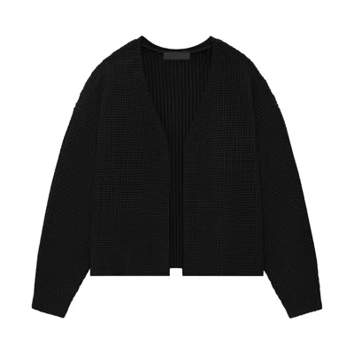 Pre-owned Essentials Fear Of God  Heavy Waffle Cardigan 'black' | Men's Size S