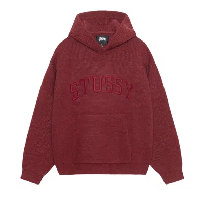 Pre-owned Stussy Felt Patch Knit Hoodie 'burgundy' | Red | Men's Size M