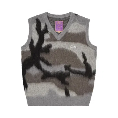 Pre-owned Corteiz Mohair Knit Vest 'grey Camo' | Men's Size M