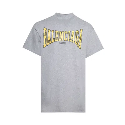 Pre-owned Balenciaga Oversized T-shirt 'heather Grey/yellow' | Men's Size 2