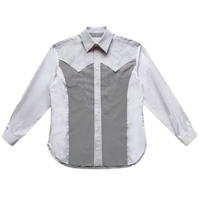 Pre-owned Maison Margiela Patchwork Stripes Button Down Shirt 'black' | Men's Size 41