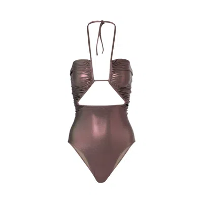 Pre-owned Rick Owens Prong Bathing Suit 'metallic Mahogany' | Brown | Women's Size 42