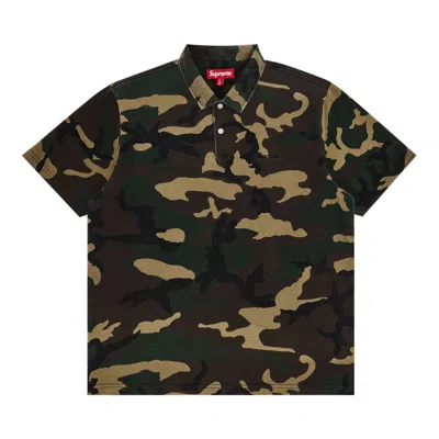 Pre-owned Supreme Washed Camo Polo 'woodland Camo' | Multi-color | Men's Size Xl