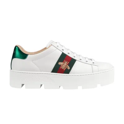 Pre-owned Gucci Wmns Ace Embroidered Platform 'white' | Women's Size 38.5