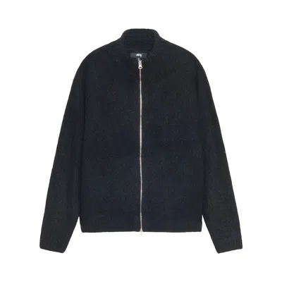 Pre-owned Stussy Full Zip Brushed Merino Sweater 'black' | Men's Size Xl
