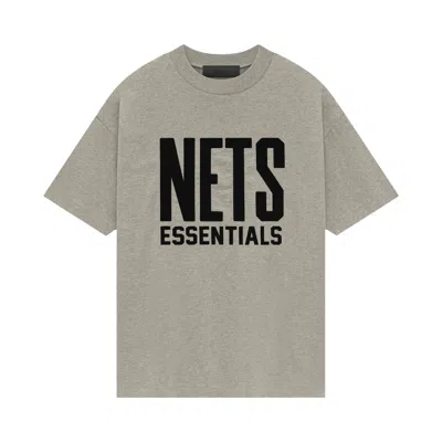 Pre-owned Essentials Fear Of God  X Nba Brooklyn Nets Tee 'grey Black' | Men's Size L In Gray