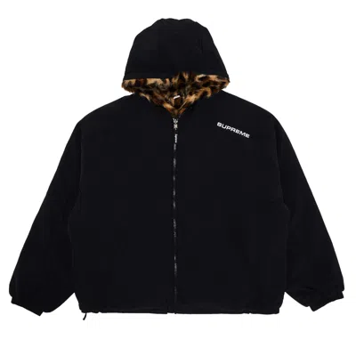 Pre-owned Supreme Faux Fur Reversible Hooded Track Jacket 'black' | Men's Size L