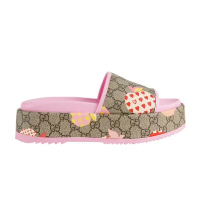 Pre-owned Gucci Wmns Rubber Gg Slide 'les Pommes' | Brown | Women's Size 37