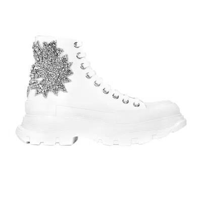 Pre-owned Alexander Mcqueen Wmns Tread Slick Boot 'crystal Cloud Embroidery - White' | Women