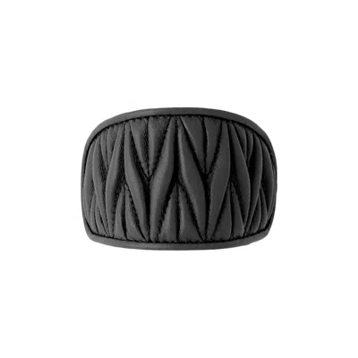 Pre-owned Miu Miu Metlasse Leather Hair Clip 'black' | Women's Size Onesize
