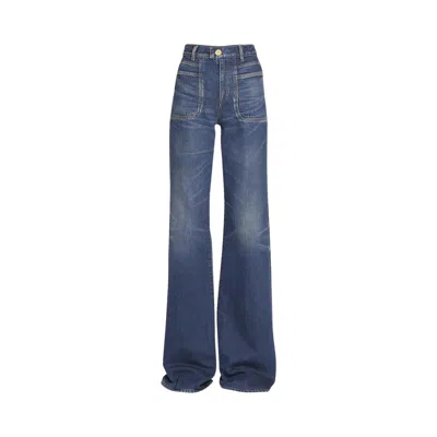 Pre-owned Balmain High Waisted Flared Jeans 'blue' | Women's Size 34