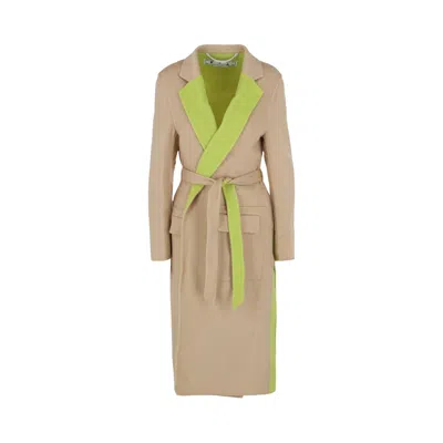 Pre-owned Off-white Double Wool Belted Coat 'beige' | Tan | Women's Size 38