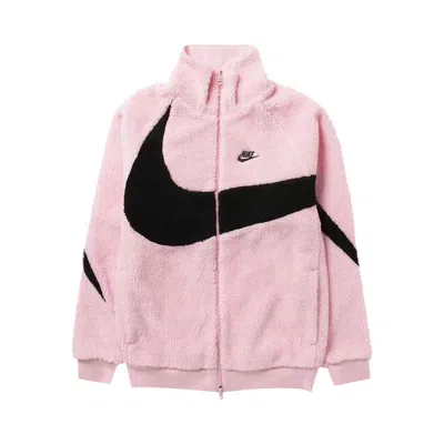 Pre-owned Nike Sportswear Big Swoosh Reversible Boa Jacket (asia Sizing) 'soft Pink/black' | Men's Size S