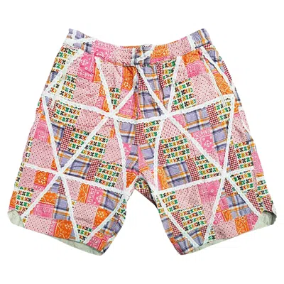 Pre-owned Engineered Garments Bb Shorts 'orange Lace Patchwork' | Men's Size M