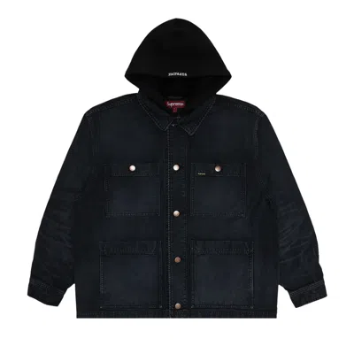 Pre-owned Supreme Worn Hooded Chore Coat 'black' | Men's Size M